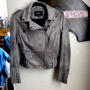 Faux leather grey moto jacket